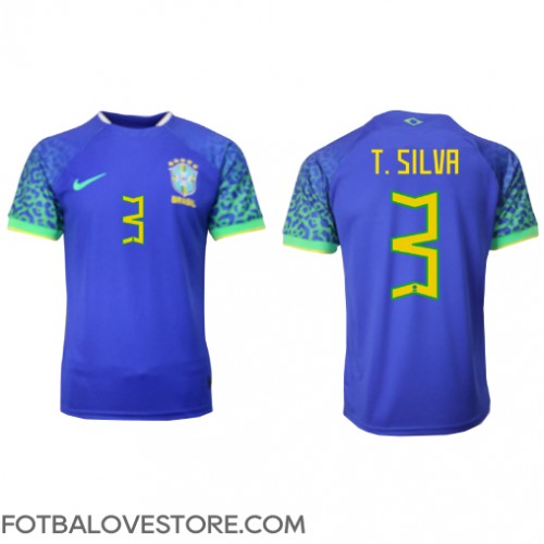 Brazílie Thiago Silva #3 Venkovní Dres MS 2022 Krátkým Rukávem